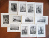 Paris France city views c.1850's lot x 12 old engraved prints key sites crowds