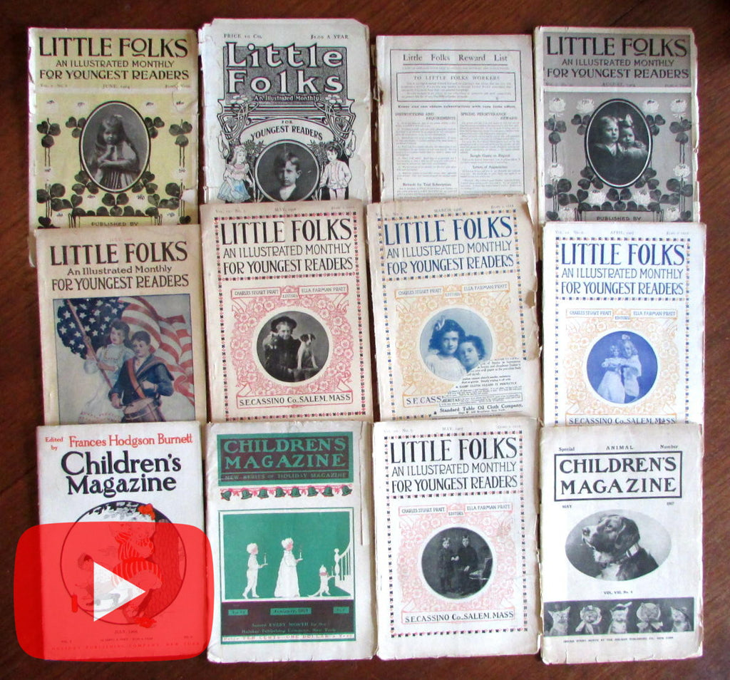 Children's Magazines 1903-1908 Illustrated Little Folks advertising lot x 12 issues