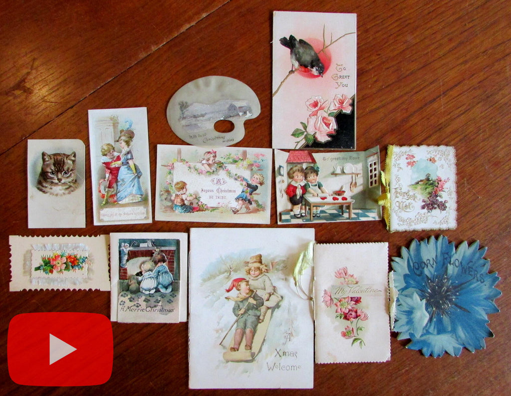 Chromolithography ephemera lot x 12 items booklets color printing flowers