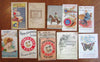 Advertising promotional ephemera c.1880-1920 lot x 10 items color litho paper