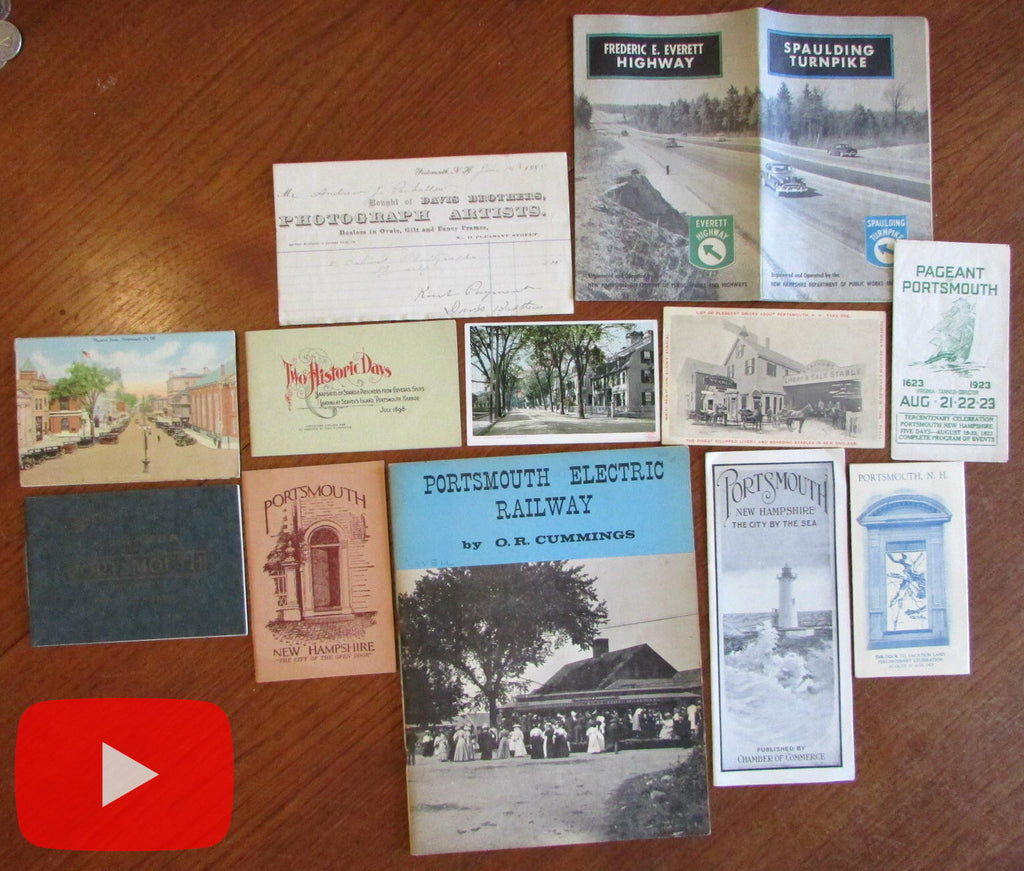 Portsmouth New Hampshire lot x 12 items maps brochures c.1900-1960