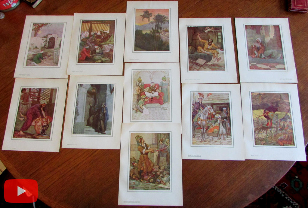 Orientalism Art Nouveau Arabia 1914 color prints lot x 11 fairy tales