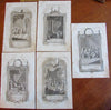 Pope Catholic church Christianity 1780 lot x 5 old prints religion Rome