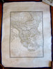 Turkey in Europe 1828 Brue linen backed old map Greece Balkans Austria