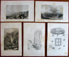 Hawaii c.1842 engraved prints lot x 5 Wilkes Ex. Exped. Kilauea Temple Kaili