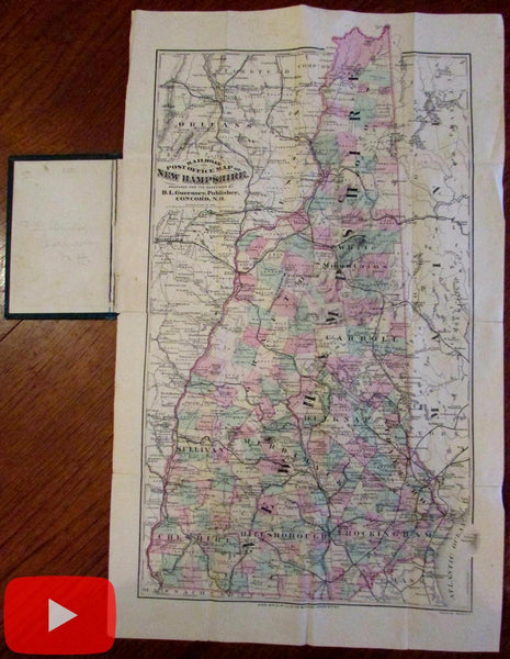 New Hampshire by D.L. Guernsey pocket map c. 1874 hand colored rare Lloyd