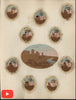 Miniature architectural views wood carved jewels gems c. 1860-80 era lot x 10