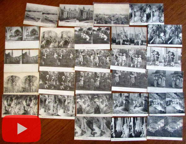 stereoview postcards c.1910-20 era lot x 27 scarce assorted views Damoy