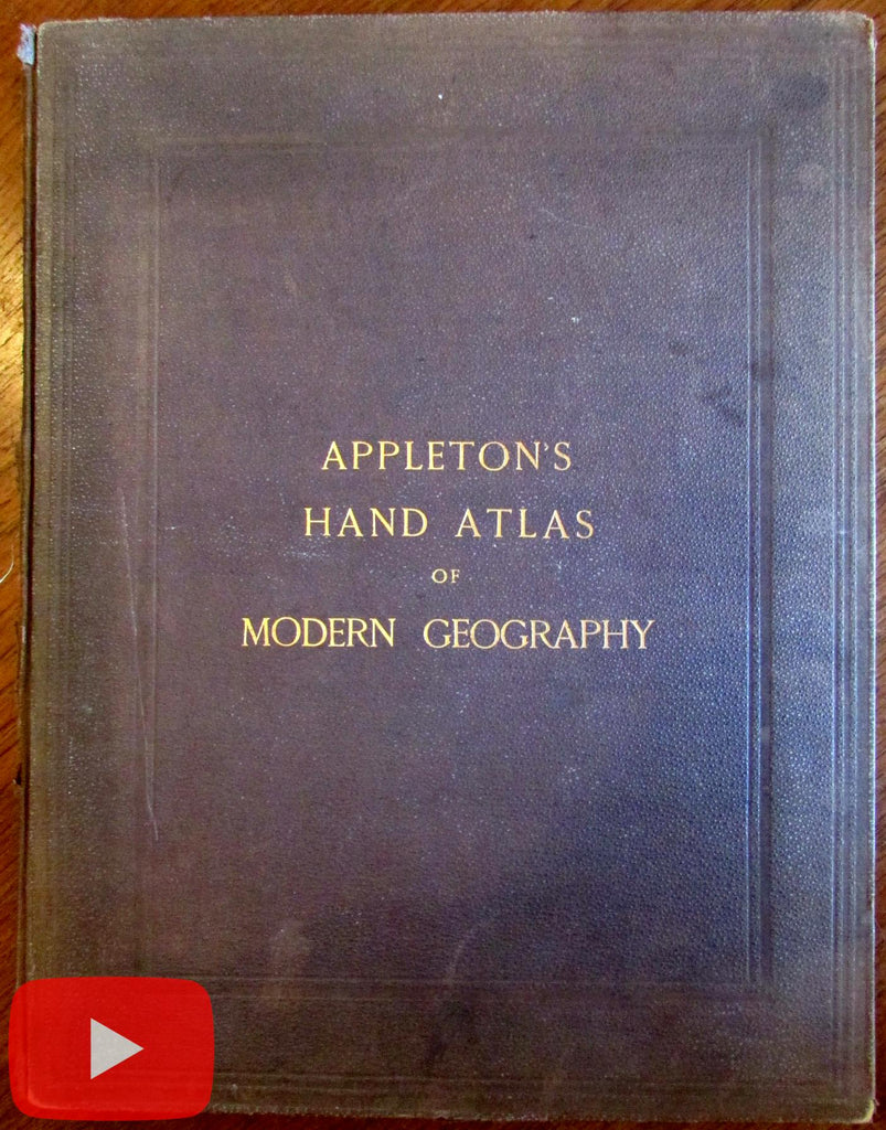 World Atlas 1874 Appleton's complete 31 color lithographed map uncommon quarto