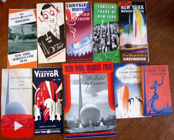 New York 1939-40 World's Fair collection 10 brochures Art Deco style wonderful