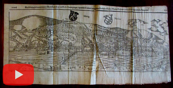 Heidelberg Germany 1598 large panoramic city view birds-eye print Munster