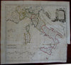 Italy Italia c.1780 Lodge map decorative cartouche old hand color folio sheet