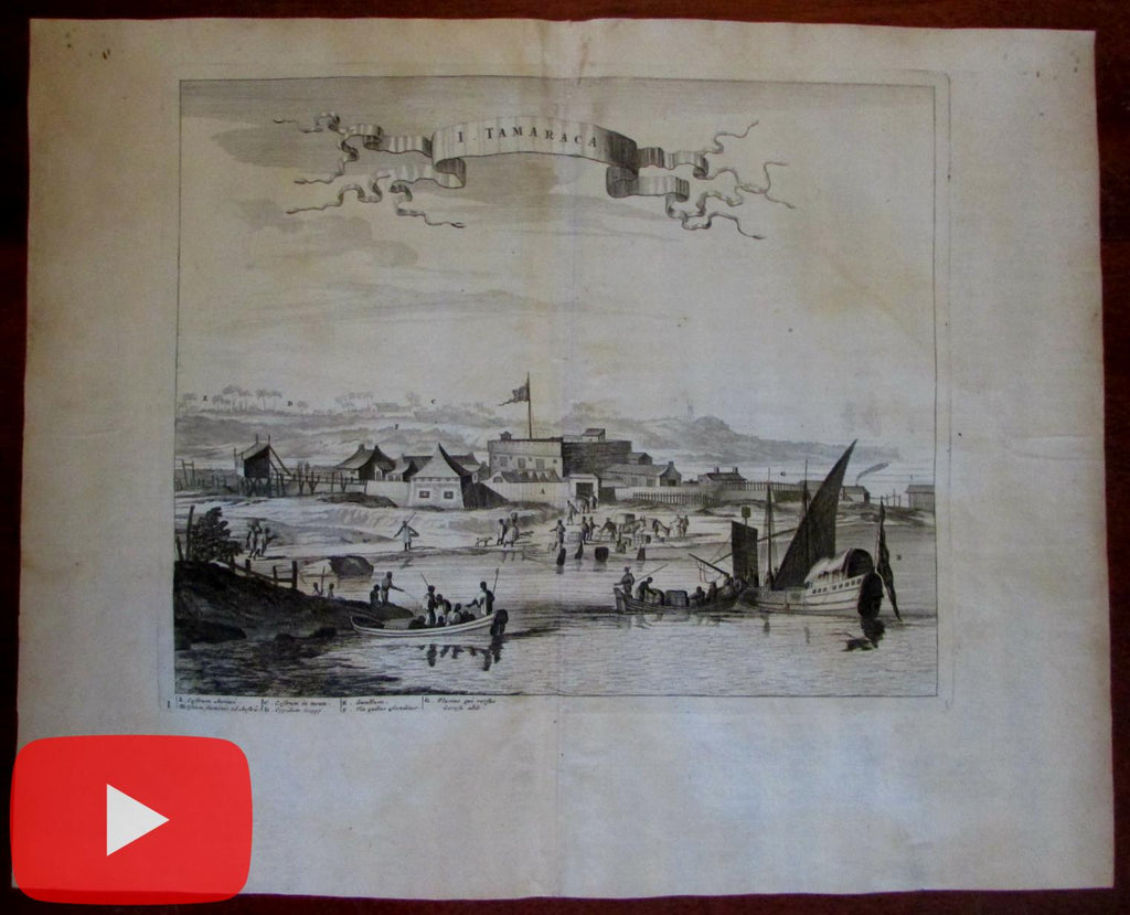 Brazil 1671 Ogilby view Isle Tamaraca Dutch Fort northwest coast South America