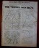 NY Tribune Civil War rare newspaper maps Aug. 1861 Battle Bull Run Casualty list