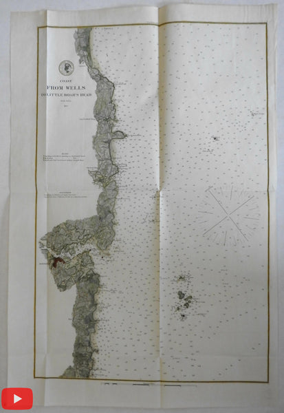 Wells Maine to Little Boar's Head Portsmouth 1879 Nautical coast chart large color