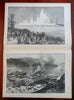 Chicago Baseball Club Riverboat Scene Harper's newspaper 1885 Fire Dept.