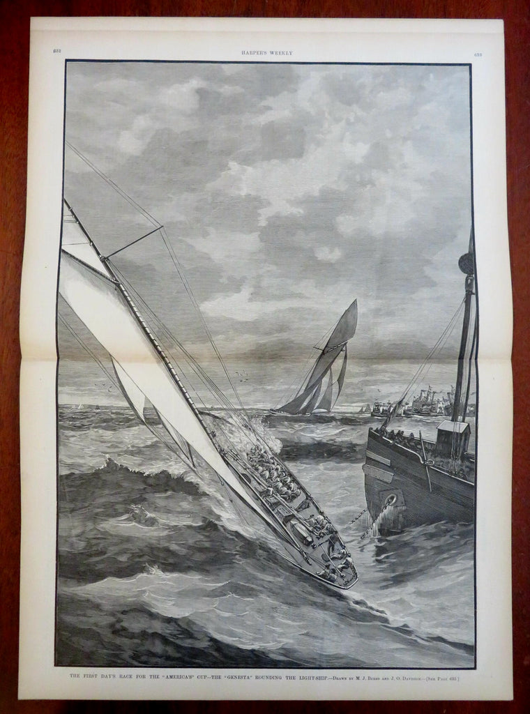 America Cup Yachting Race Harper's Gilded Age newspaper 1885 Cricket Nast China