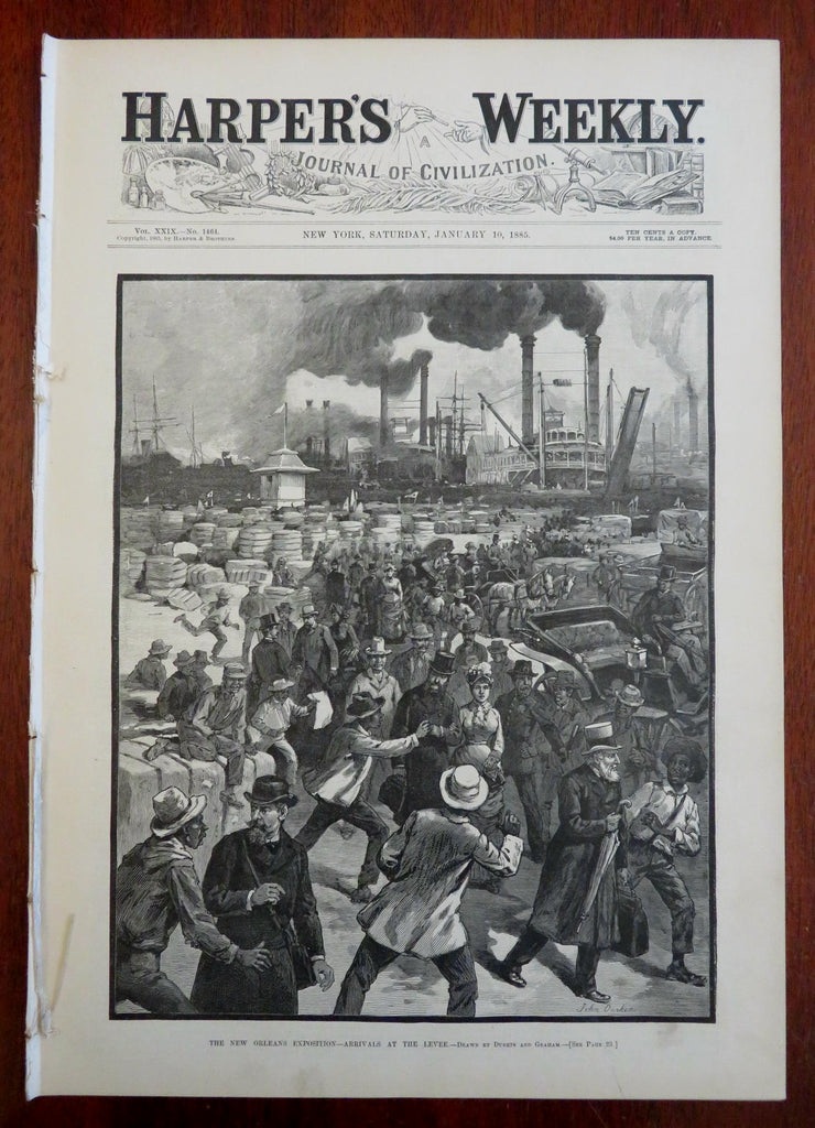 New Orleans Exposition levee arrival Hunting Harper's newspaper 1885 complete