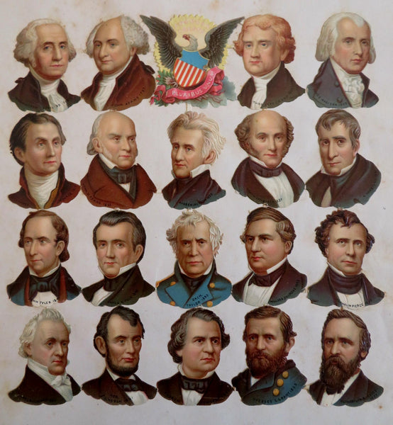 Presidents of the United States Washington to Hayes 1878 chromolithograph print