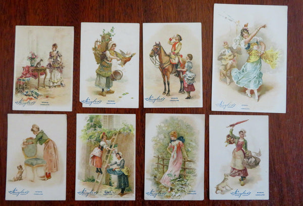 Chocolate Cards 1880's Lot x 8 Schulyer's Chromolithographed Promotional Items