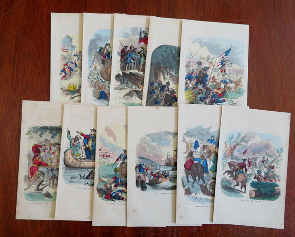 George Washington Battle Scenes American Revolution c 1850's Lot x 11 prints