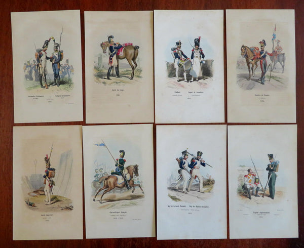 Napoleonic French Military Uniforms Imperial Guard c. 1850 Lot x 8 color prints