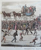 Ice Skating Winter Scene St. Ives Race Carriage Crowd Scene 1823 aquatint print