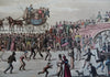 Ice Skating Winter Scene St. Ives Race Carriage Crowd Scene 1823 aquatint print