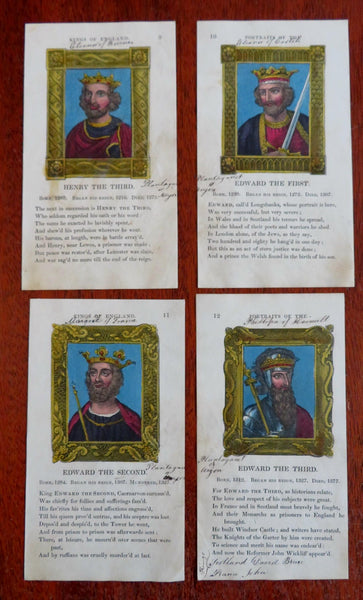 Later Plantagenet Kings of England 1830 Henry III Edward I - III Lot x 4 prints