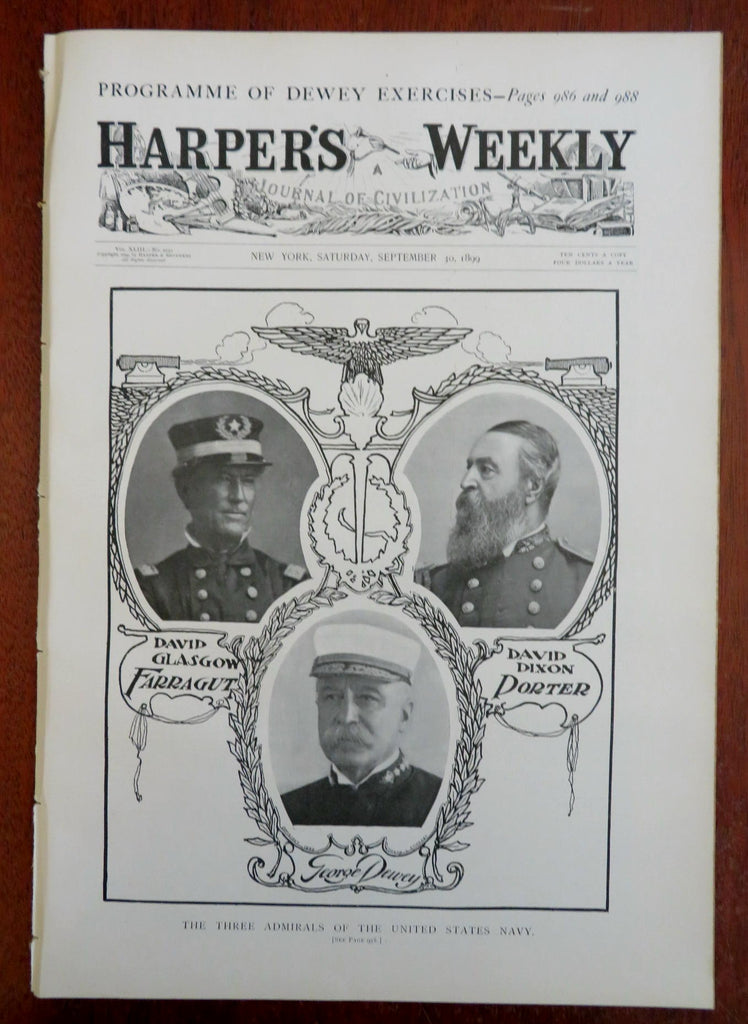 U.S. Navy Admirals Dewey Farragut Porter 1899 Cavite Manila Philippines issue