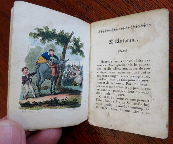 French miniature juvenile book c. 1840 L'Automne Children's Story hand color