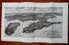 Stockton Harbor & Searsport Maine c. 1900-05 panoramic bird's eye view print