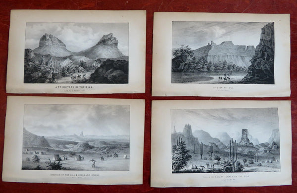 Gila River American Southwest Emory Expedition 1848 Lot x 4 lithograph prints