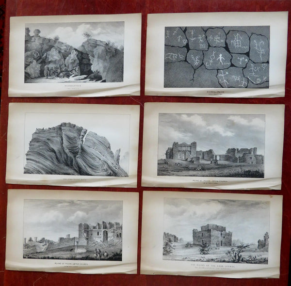 Emory Expedition Church Ruins Hieroglyphics Fire Place Rock 1848 Lot x 6 prints