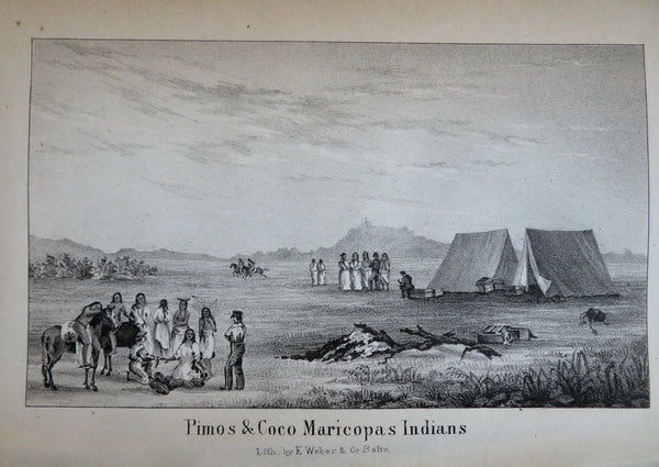 Emory Expedition Wagon Train Pimos & Maricopas Indians Cactus 1848 print lot x3