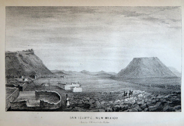 San Felippe New Mexico Emory Expedition City View 1848 lithographed print