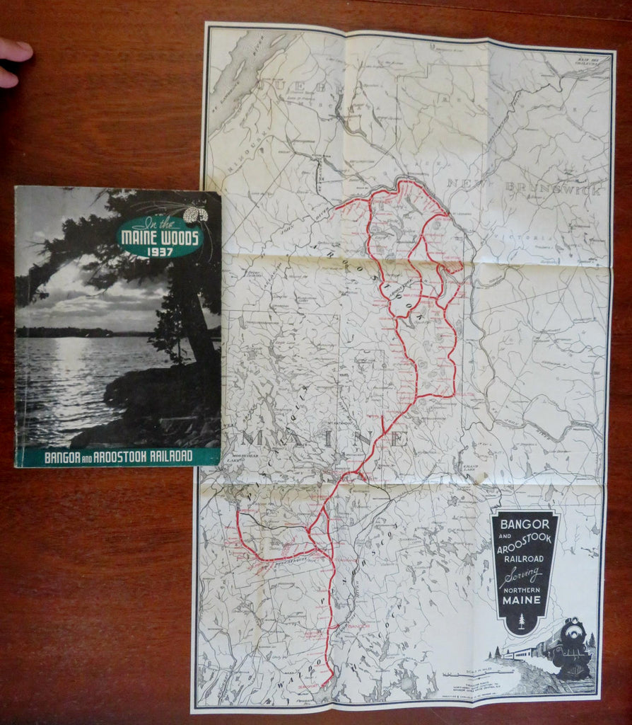 In the Maine Woods Promotional Sportsman's Guide 1937 illustrated book w/ lg map