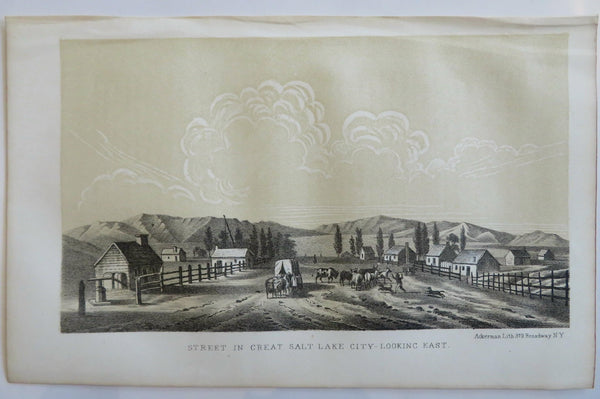 Salt Lake City Utah 1853 Street Scene Eastern Prospect Wagon lithographed print