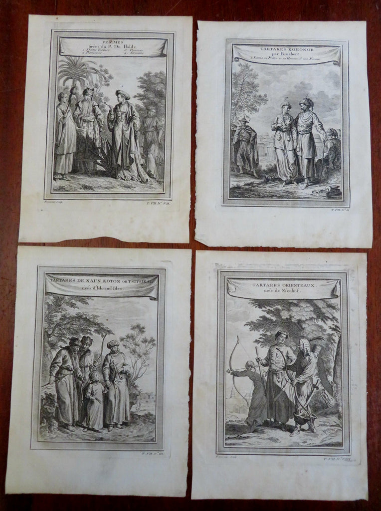 Tartars Tartary Asia Ethnic Views Soldiers Women's Fashion 1749 Lot x 4 prints