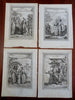 Tartars Tartary Asia Ethnic Views Soldiers Women's Fashion 1749 Lot x 4 prints