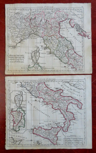 Italian States Italia Piedmont Lombardy Tuscany Papal States 1806 two sheet map