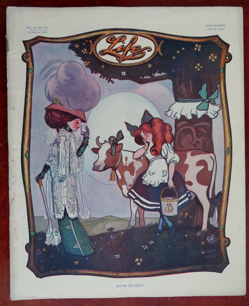 Art Nouveau Dairy Farming Milk Maid Aviation cars 1910 Life Magazine period ads