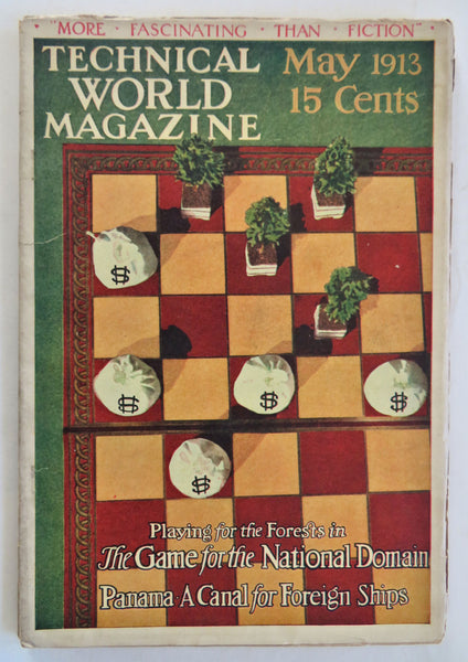 Trick Photography Logging Panama Canal checkers cover 1913 illustrated magazine