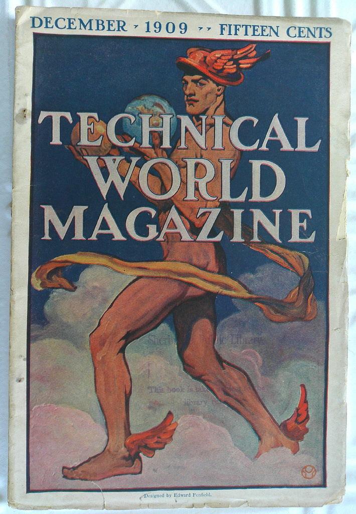 Hermes Airships 1909 Penfield art cover rare Technical World Mag Mars Butte Mine