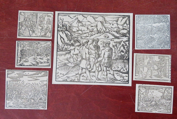 Battle Combat Warfare Mountain Bandits Musicians 1598 Munster lot x 7 engravings
