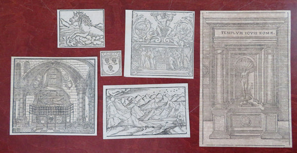 Religion Temples Worship Mythical Creatures 1598 Munster lot x 6 engravings