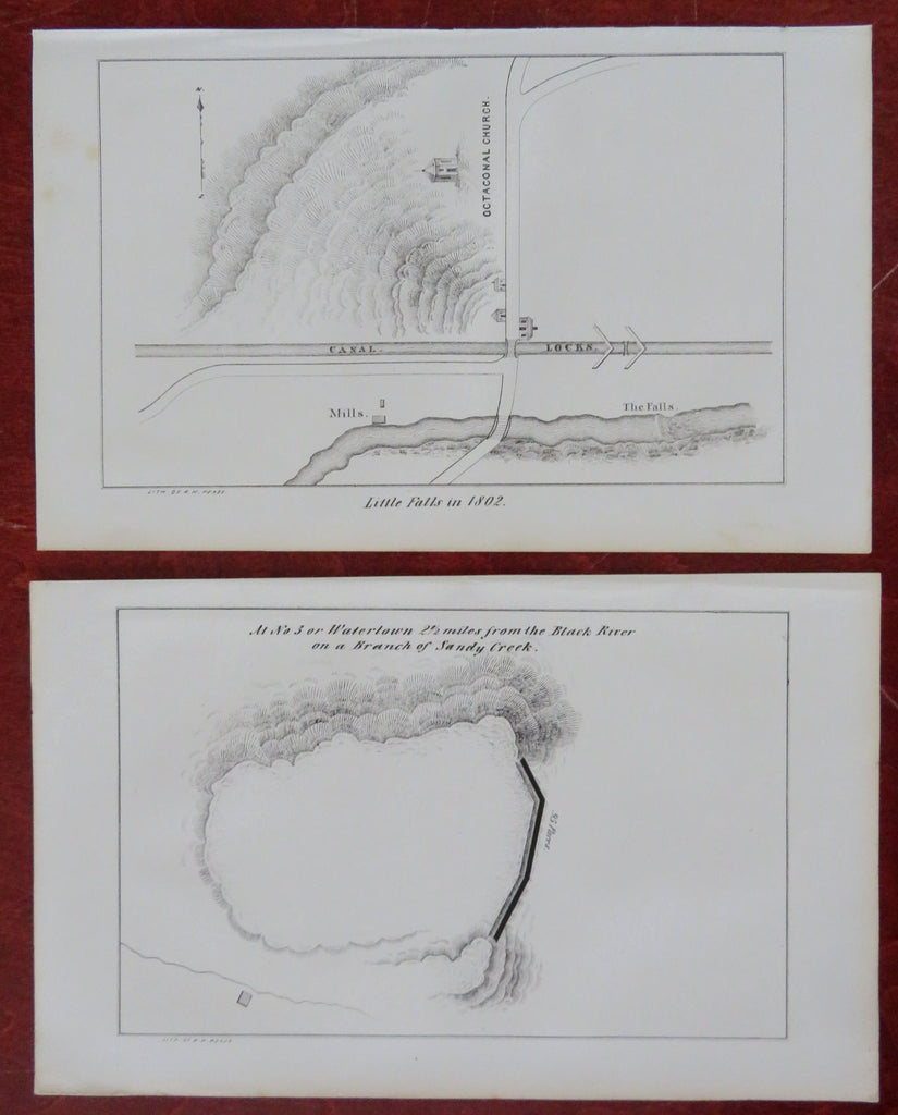 Little Falls New York Watertown c. 1850 Pease lot x 2 historical city plan