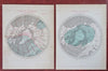 North Pole Isotherms Magnetic Zones 1865 Baehr lot x 2 scientific maps