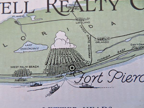 Florida map Letterhead Designs Advertising Sample c. 1927 Arnold Printing Co.