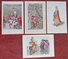 Medieval European Nobles & Royals Tournament Fashion c. 1843 Lot x 4 prints